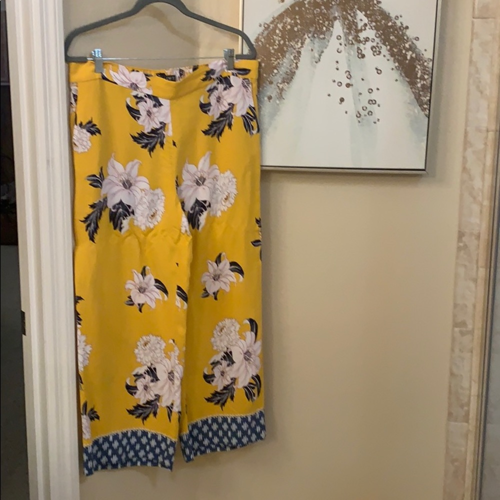 Elastic Waist Flowy Floral Pants LOFT